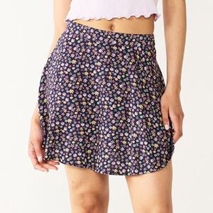 SO Navy Floral Mini Skirt